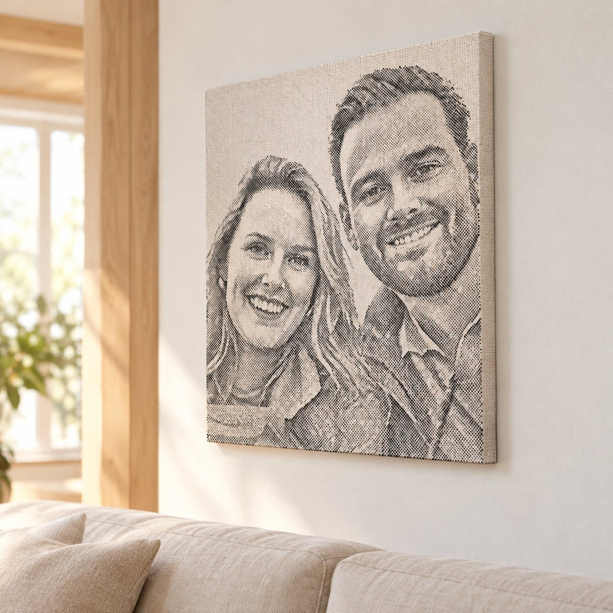 situation — Stippenschilderij van je eigen foto – op spieraam, met acrylstiften