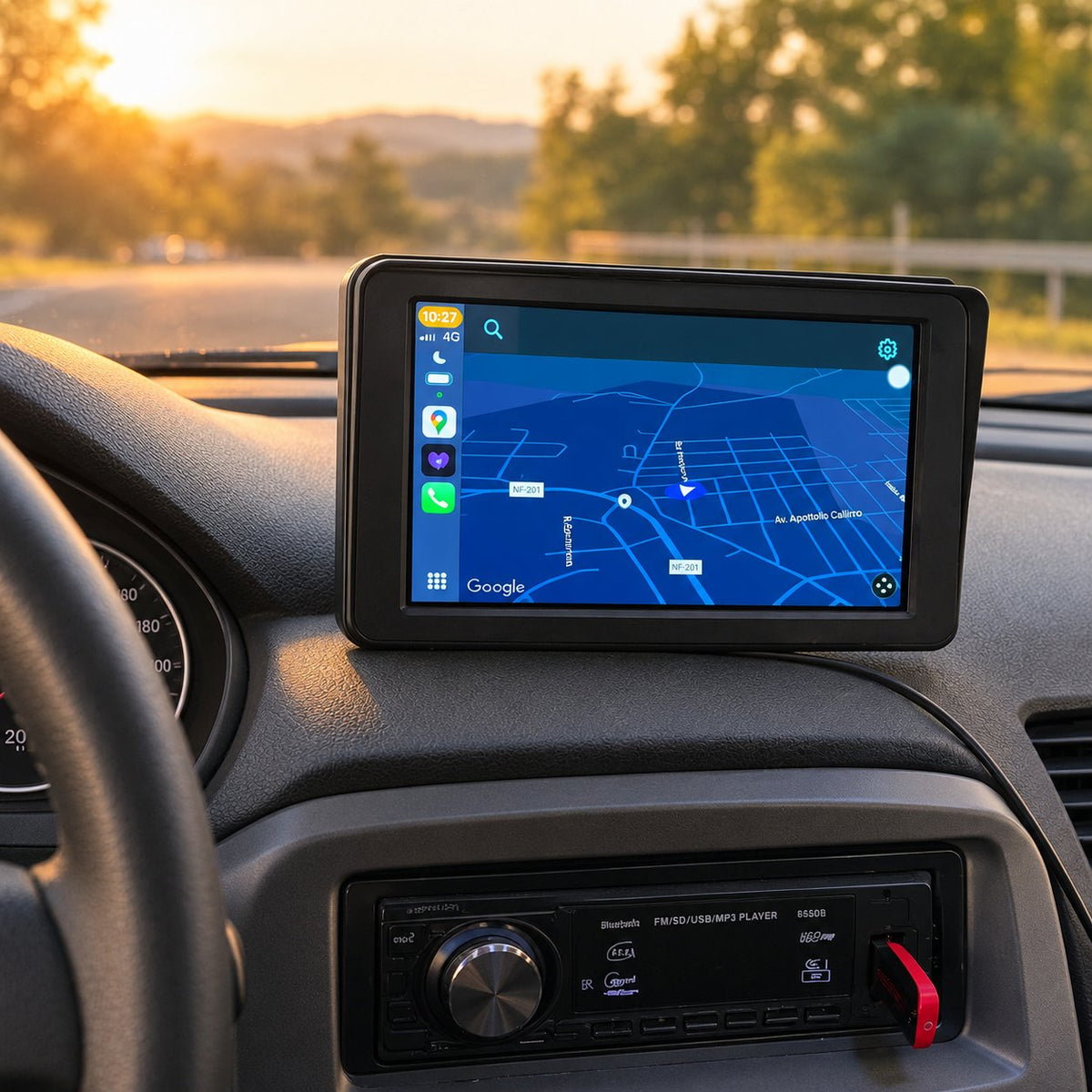 situation — Draadloos CarPlay & Android Auto Scherm 9" – Voor Elke Auto