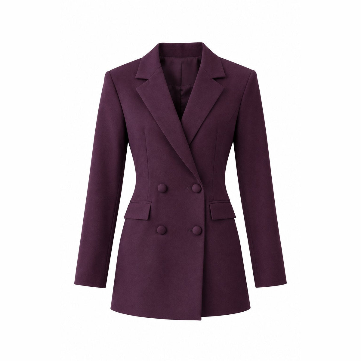 couleur Aubergine — Lange Blazerjurk met V-hals