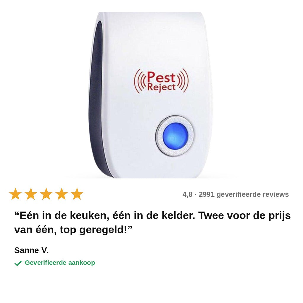 avis — VerjaagPro™ Ultrasone Ongedierteverjager voor het Stopcontact – 1 gekocht = 1 gratis