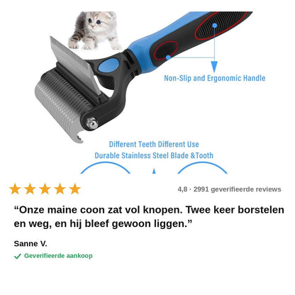 avis — Ontklitborstel 2-in-1 voor hond en kat – ontklitten én ontwollen met één borstel