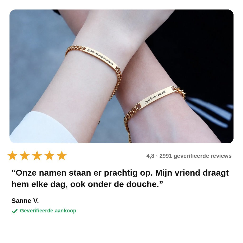 avis — Gegraveerde Partnerarmbanden – Duo voor Haar & Hem met Jullie Namen