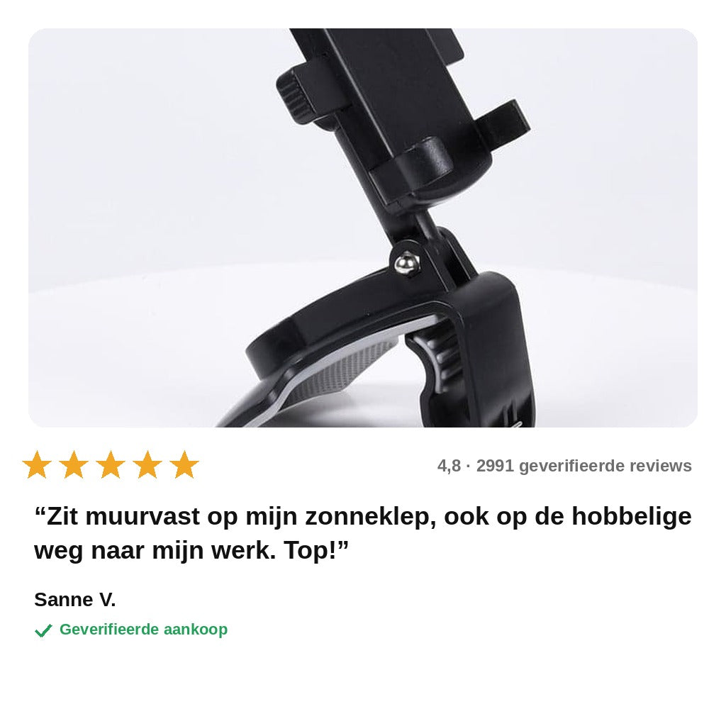 avis — Telefoonhouder 360° met Klem – Dashboard, Zonneklep & Spiegel