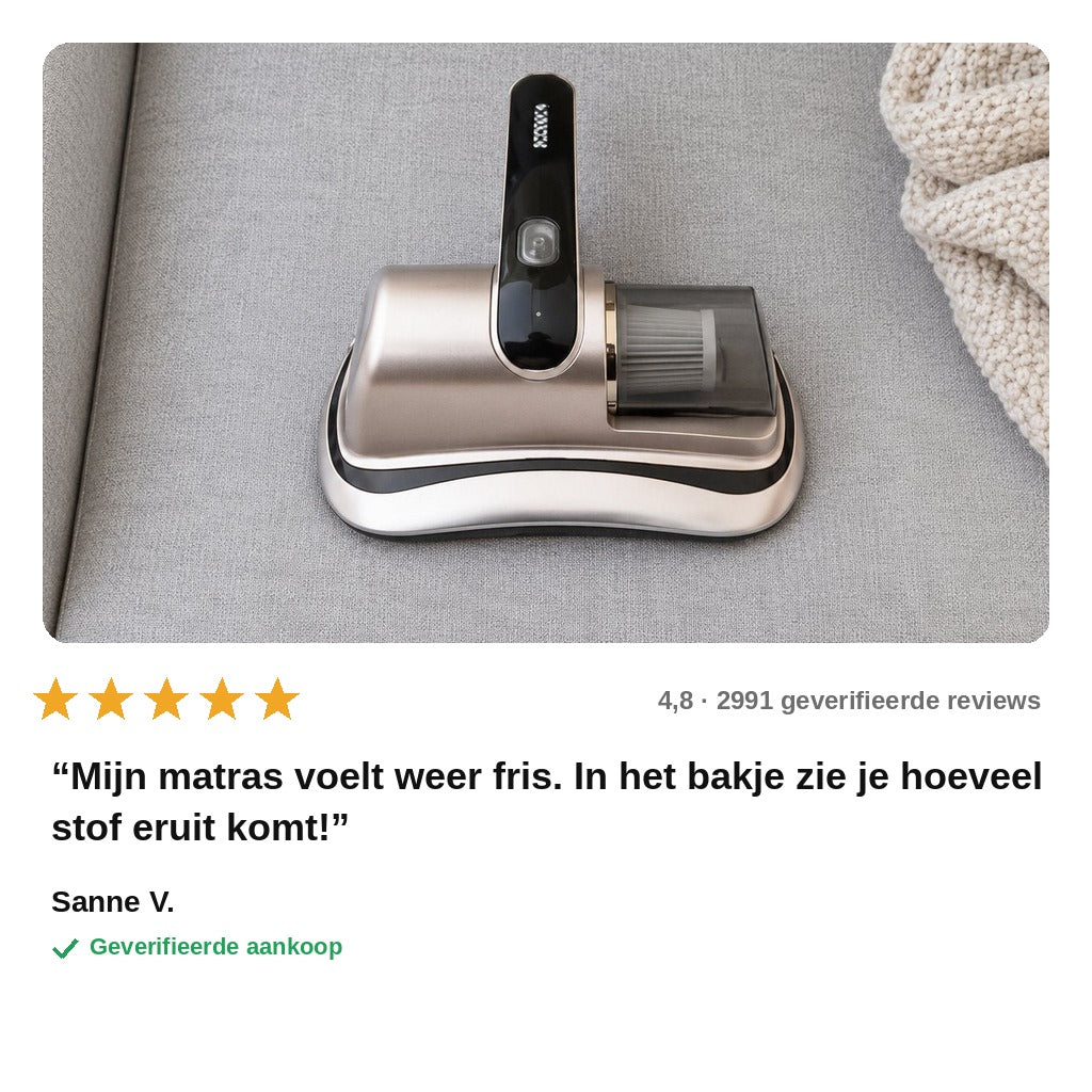 avis — FrisBed™ Draadloze Matras- en Textielstofzuiger met HEPA-filter