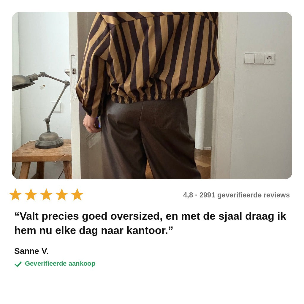 avis — Oversized gestreept jack met opstaand kraagje en zilverkleurige rits