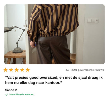 avis — Oversized gestreept jack met opstaand kraagje en zilverkleurige rits