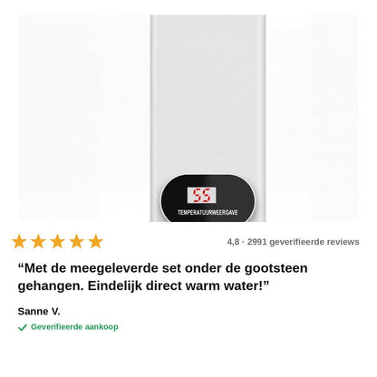 avis — FlitsWarm™ Mini Doorstroomboiler 3500 W – Direct Warm Water met LED-display