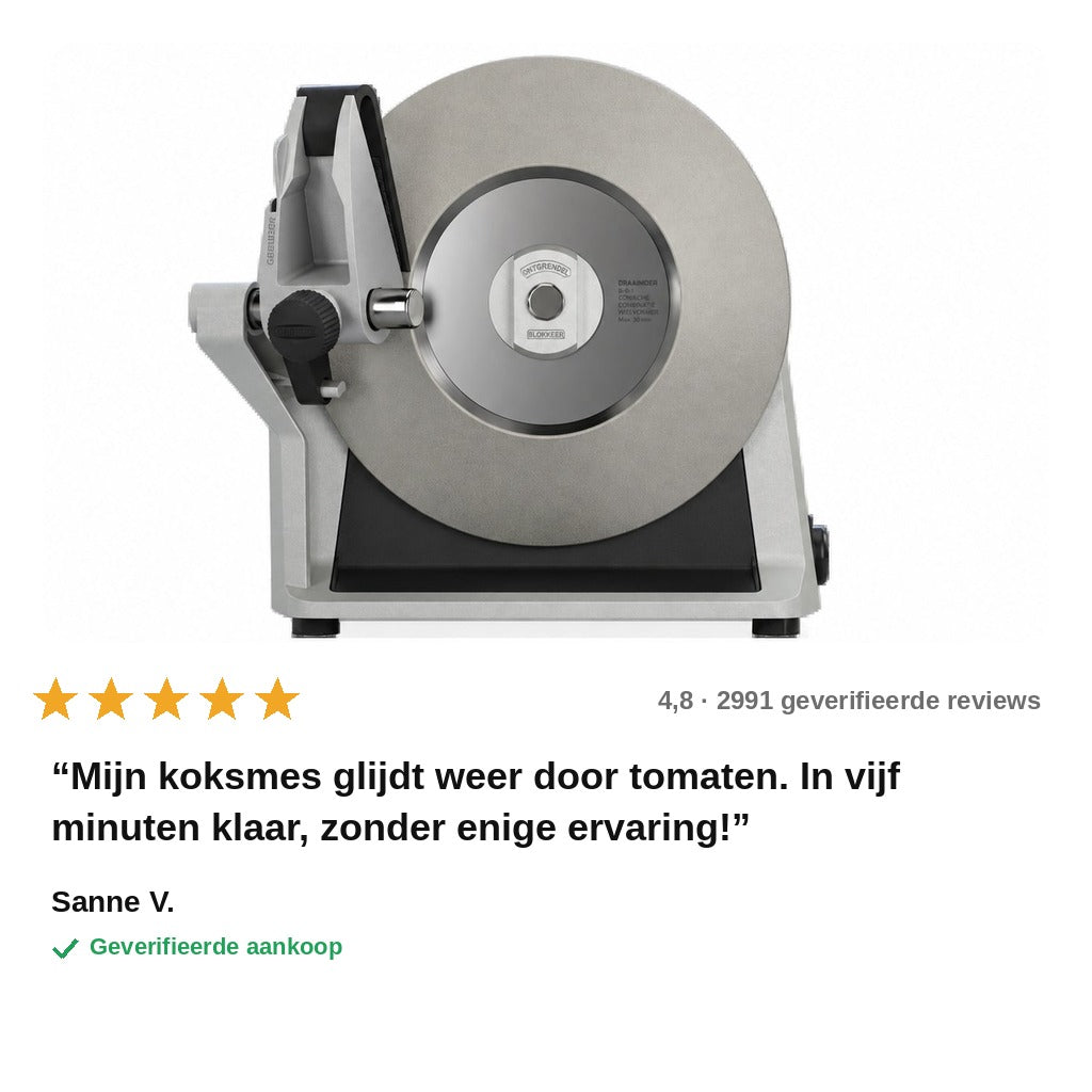 avis — SnijMeester™ – Elektrische messenslijper met diamantschijf
