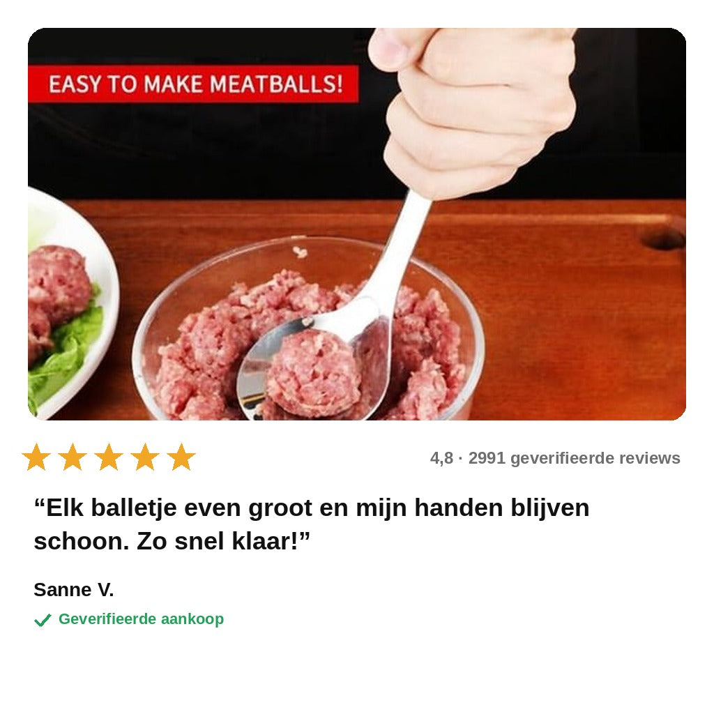 avis — RVS Gehaktbalvormer Lepel – Ronde gehaktballetjes in enkele seconden