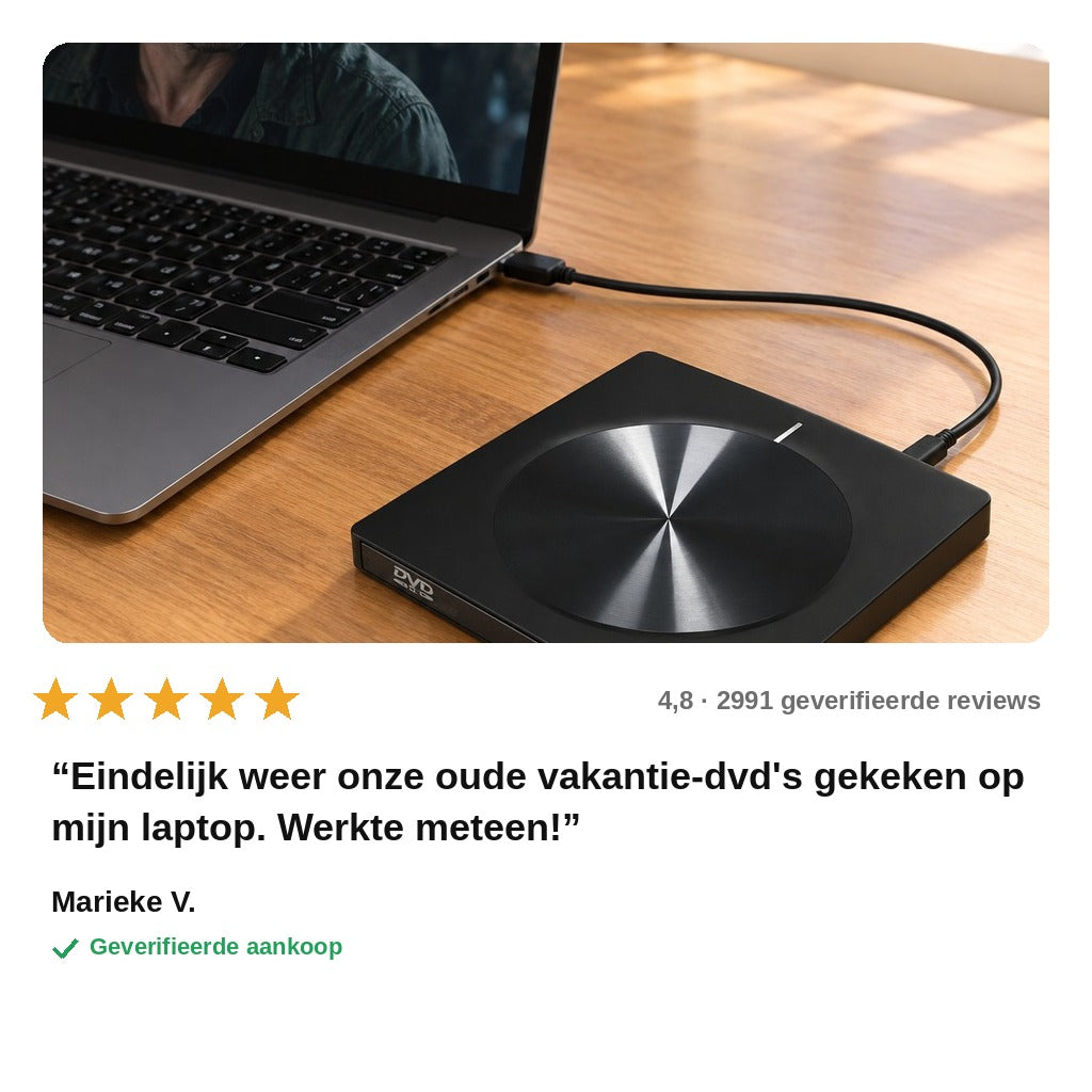 avis — 8-in-1 Externe CD/DVD-speler met USB-hub en kaartlezer