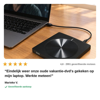 avis — 8-in-1 Externe CD/DVD-speler met USB-hub en kaartlezer