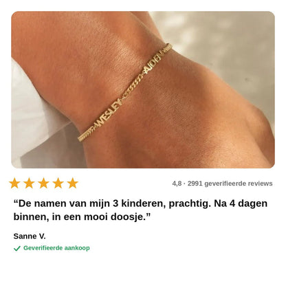 avis — Gepersonaliseerde naamarmband met uitgesneden namen