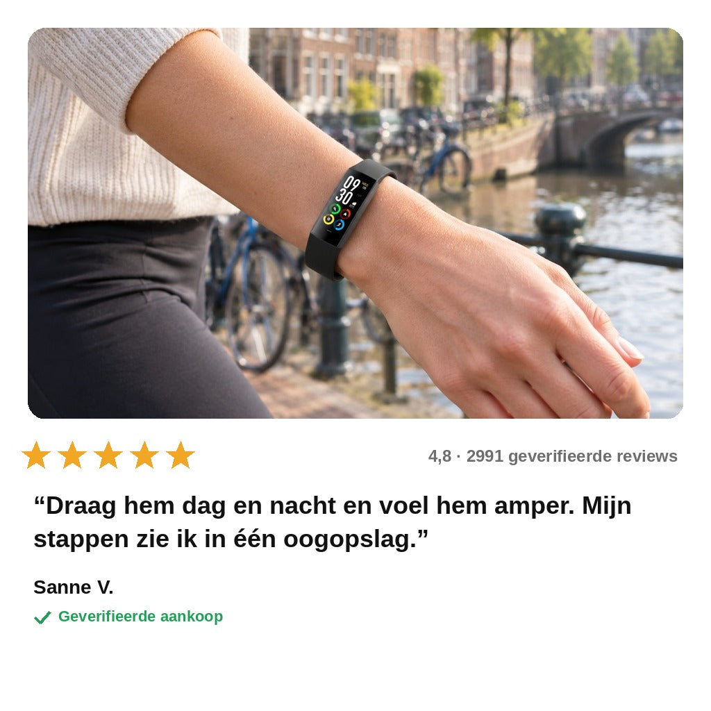avis — Slanke Activity Tracker Armband – Stappenteller met Verticaal Scherm
