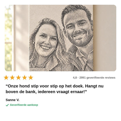 avis — Stippenschilderij van je eigen foto – op spieraam, met acrylstiften