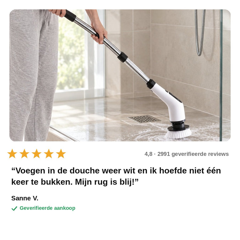 avis — SchrobPro™ – Elektrische schoonmaakborstel met telescoopsteel, 8 opzetstukken en USB-C