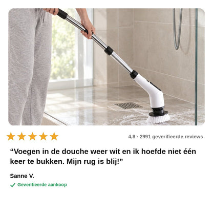 avis — SchrobPro™ – Elektrische schoonmaakborstel met telescoopsteel, 8 opzetstukken en USB-C