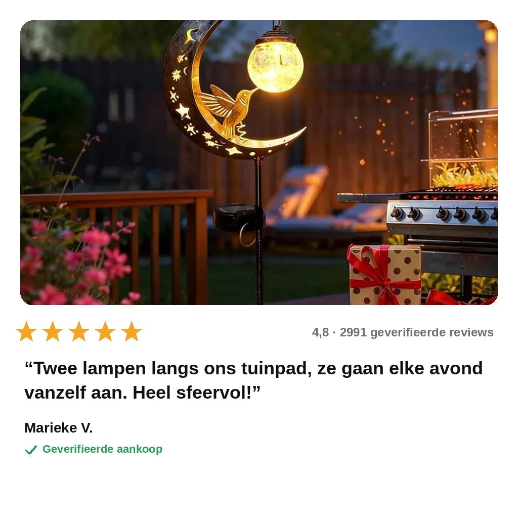 avis — Maanglans™ Zonne-tuinlamp – Maan & Kolibrie (1 gekocht = 1 gratis)