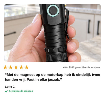 avis — Compacte Mini Zaklamp – oplaadbaar via USB-C, met magneet en zakclip
