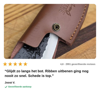 avis — Gesmeed Uitbeenmes met Vingergat & Leren Schede