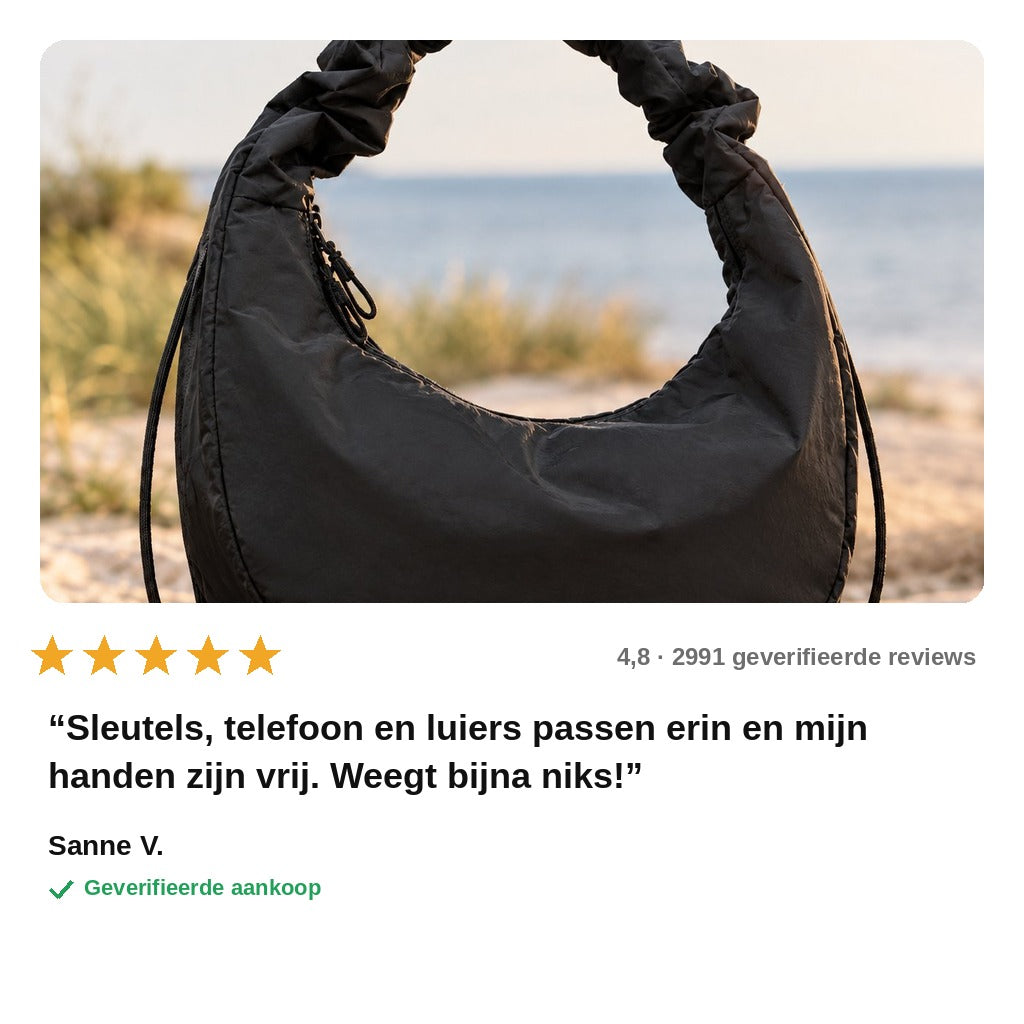 avis — Halvemaan Tas met Ruche-schouderband – 11 liter, vederlicht en waterafstotend