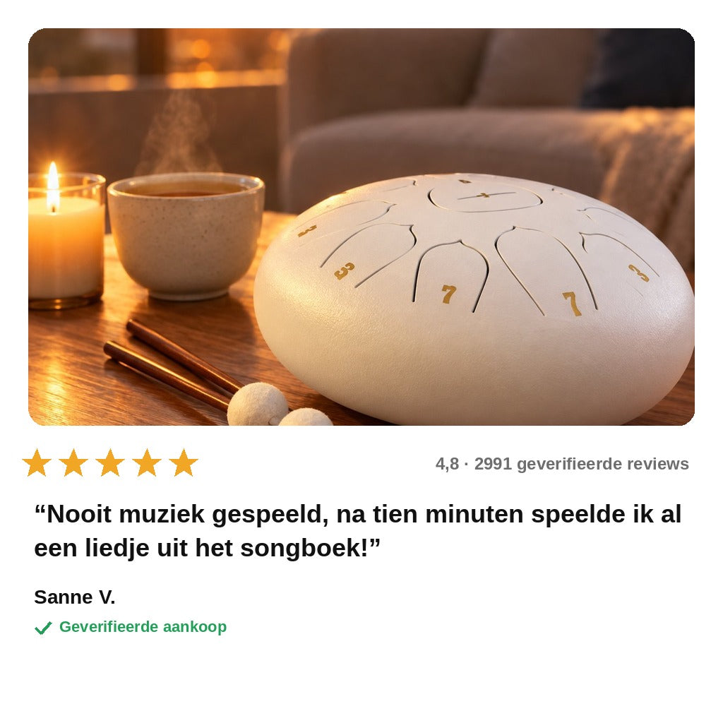 avis — KlankRust™ Stalen Tongue Drum – Speel meteen rustgevende melodieën, inclusief 2 mallets