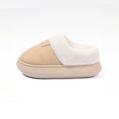 couleur Beige — Pluche Plateau Pantoffels – Warm Gevoerd met Antislipzool