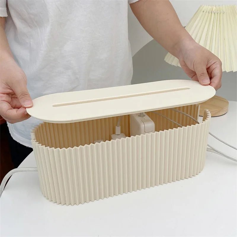 couleur Beige — Kabelbox voor stekkerdoos – stekkers en kabels netjes uit het zicht