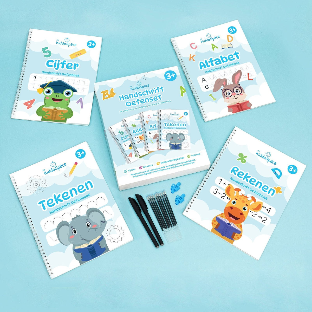 packshot — Herbruikbare Schrijfoefenset – 4 Magische Oefenboeken