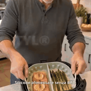 gif — DuoBak™ Siliconen Airfryerbakje met Tussenwand