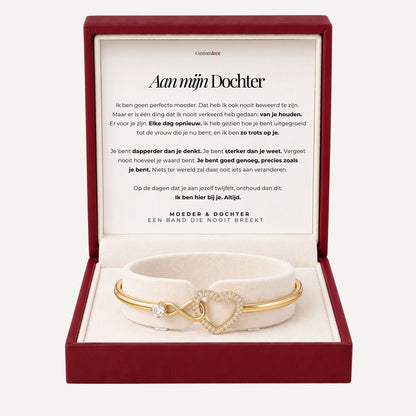 couleur Goud — Infinity Hart Armband – Moeder & Dochter, met fonkelende zirkonia