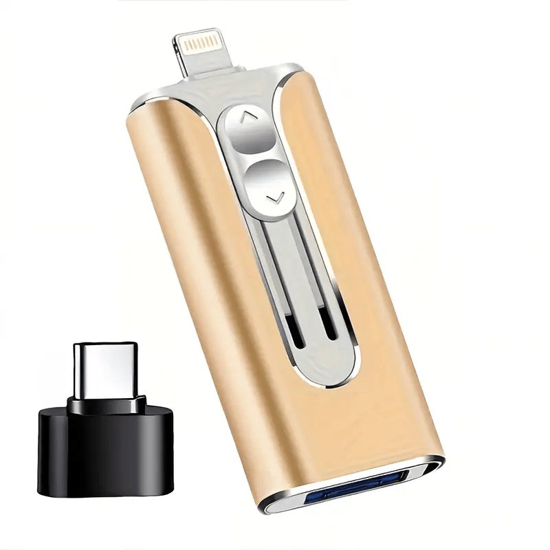 couleur Goud — 4-in-1 USB-stick voor telefoon & computer – 128 GB