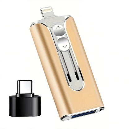 couleur Goud — 4-in-1 USB-stick voor telefoon & computer – 128 GB