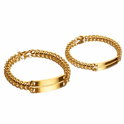 couleur Goud — Gegraveerde Partnerarmbanden – Duo voor Haar & Hem met Jullie Namen