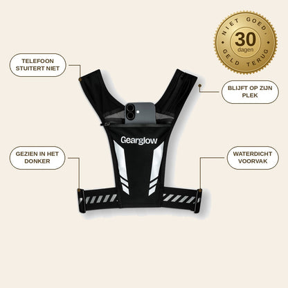 infographie — Reflecterend hardloopvest met telefoonhouder