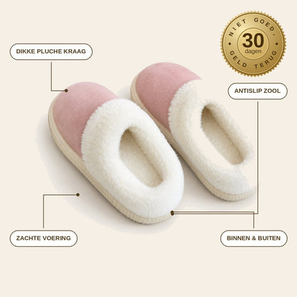 infographie — Pluche Plateau Pantoffels – Warm Gevoerd met Antislipzool