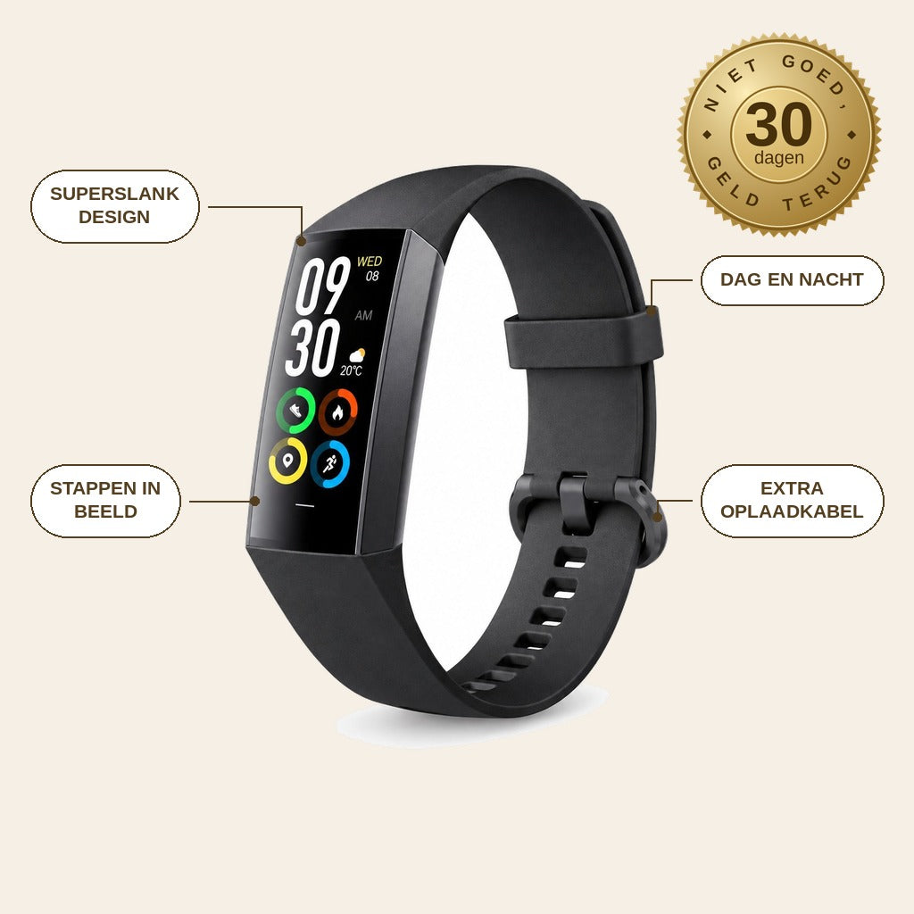 infographie — Slanke Activity Tracker Armband – Stappenteller met Verticaal Scherm