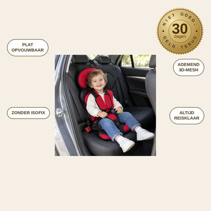 infographie — Draagbaar Autostoeltje – Opvouwbaar Kinderzitje met 5-Punts Harnas, Zonder ISOFIX