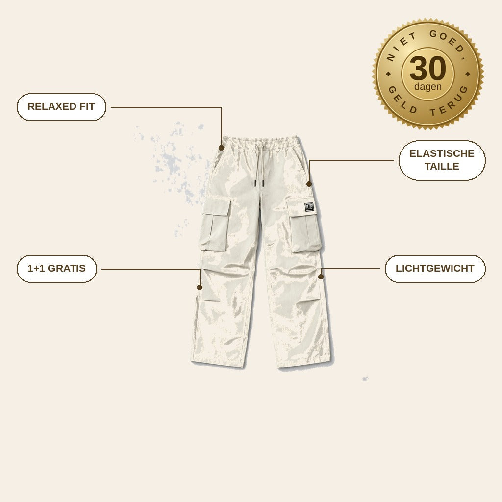 infographie — Heren Cargobroek Relaxed Fit met Veel Zakken | 1+1 GRATIS