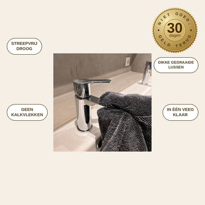 infographie — Microvezel droogdoek voor de douche – 40 × 60 cm