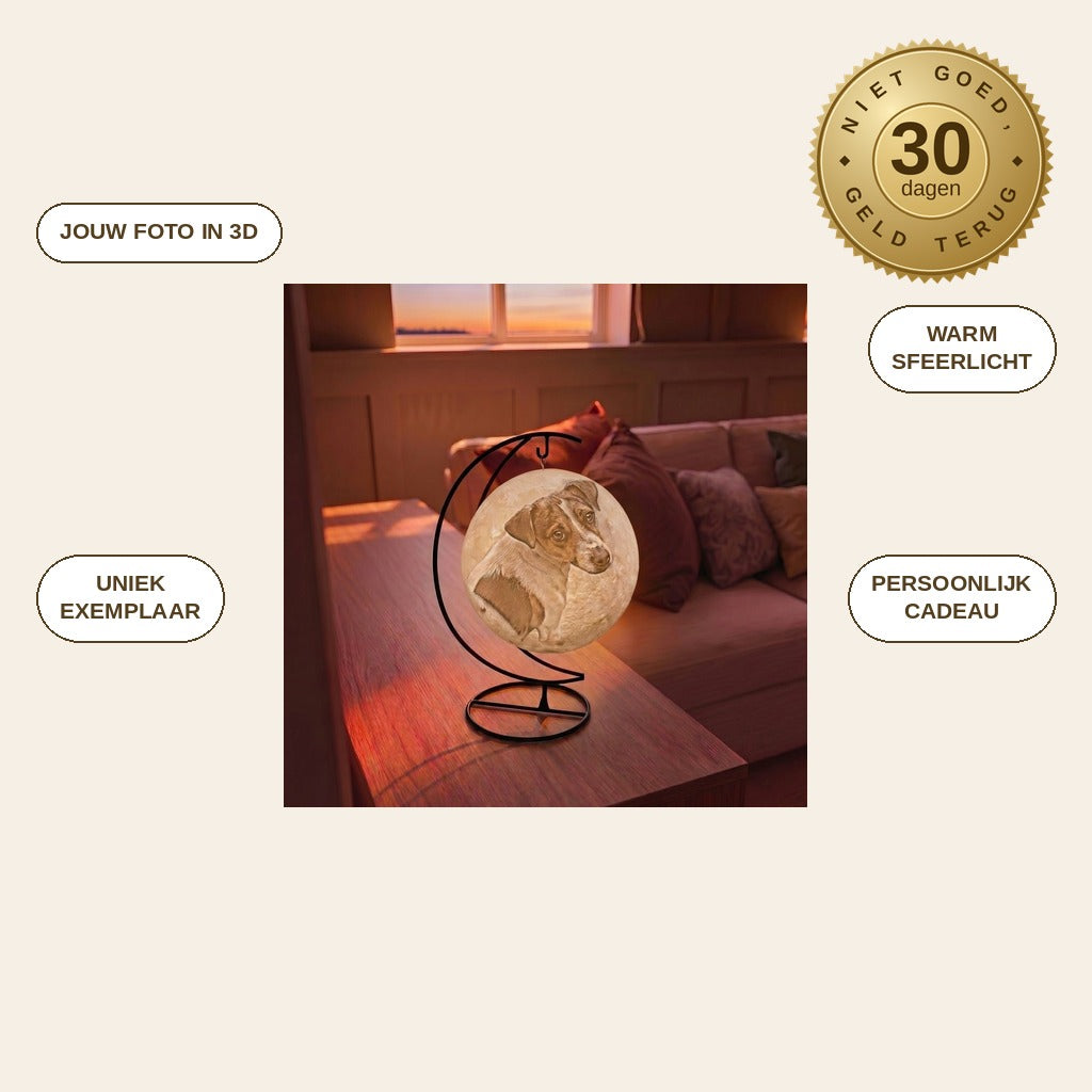 infographie — LunaMemo™ – Gepersonaliseerde maanlamp met jouw eigen foto