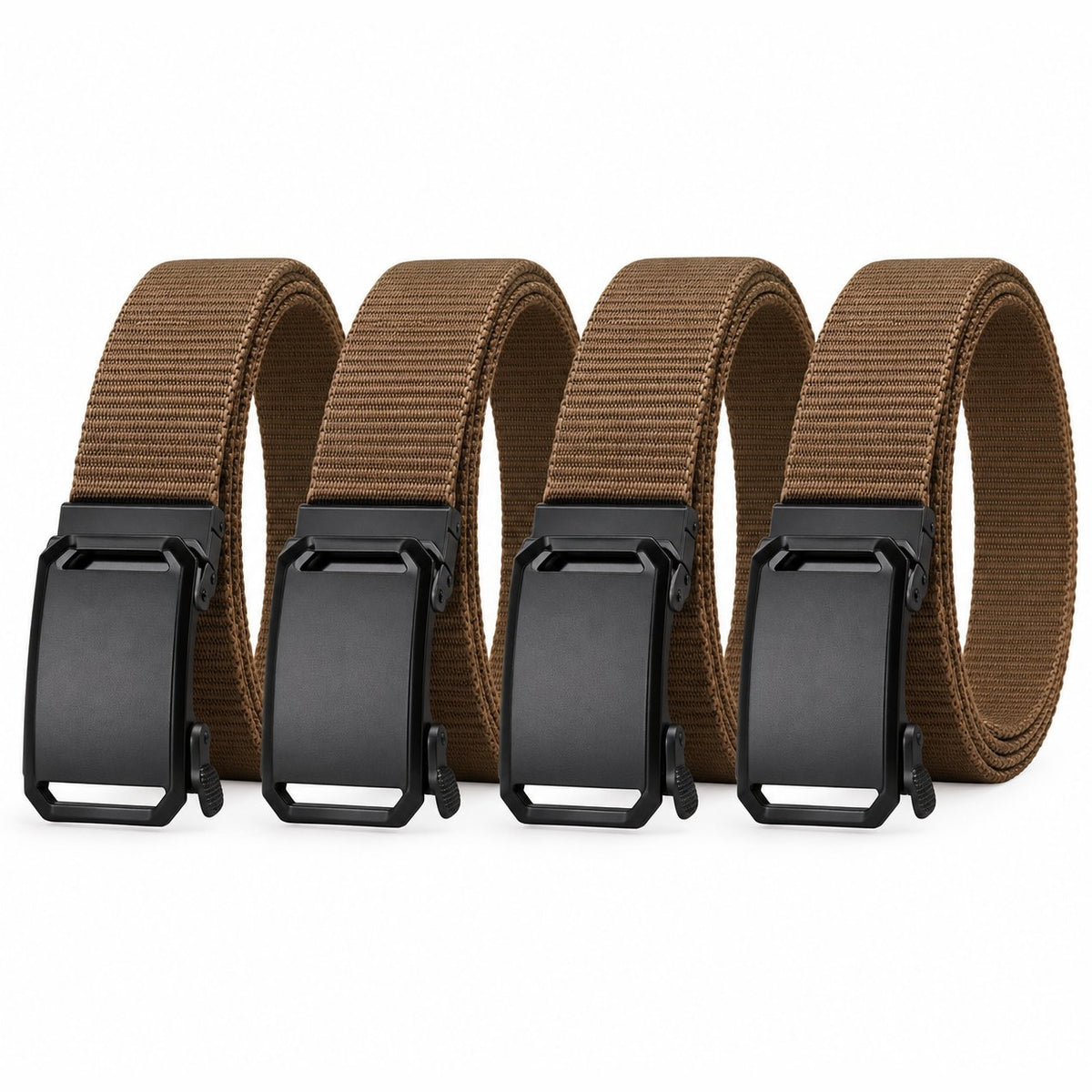 couleur Koffiebruin — Nylon Riem met Automatische Gesp – zonder gaatjes, op de millimeter verstelbaar