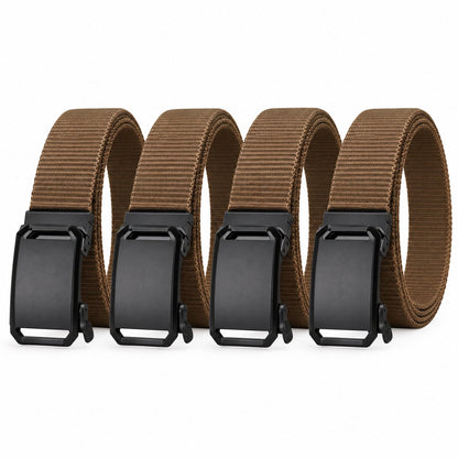 couleur Koffiebruin — Nylon Riem met Automatische Gesp – zonder gaatjes, op de millimeter verstelbaar