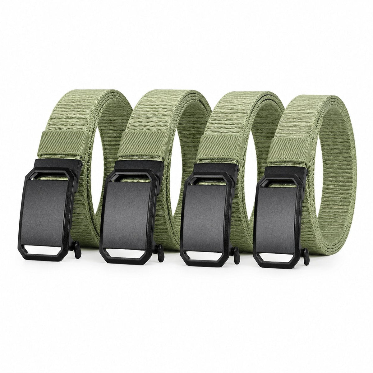 couleur Legergroen — Nylon Riem met Automatische Gesp – zonder gaatjes, op de millimeter verstelbaar