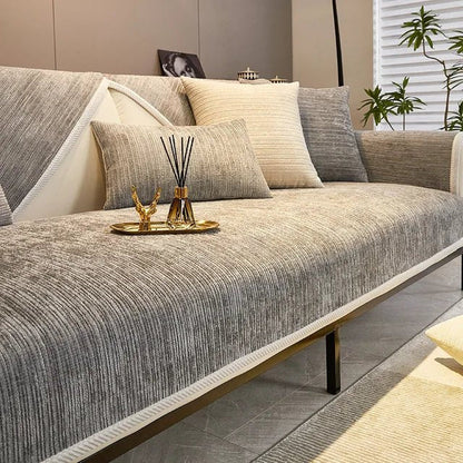 couleur Lichtgrijs — Antislip chenille bankhoes – beschermt je bank tegen haren, krassen en vlekken