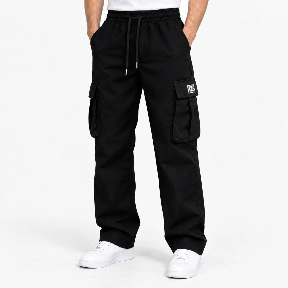 couleur Zwart — Heren Cargobroek Relaxed Fit met Veel Zakken | 1+1 GRATIS