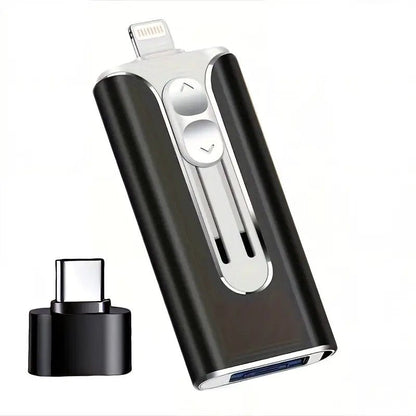 couleur Zwart — 4-in-1 USB-stick voor telefoon & computer – 128 GB
