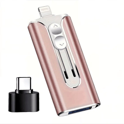 couleur Roze — 4-in-1 USB-stick voor telefoon & computer – 128 GB