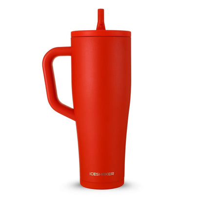 couleur Rood — RVS shakerbeker met handvat 1,2 l – dubbelwandig, lekvrij en klontjesvrij