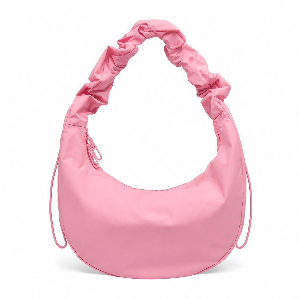 couleur Roze dolfijn — Halvemaan Tas met Ruche-schouderband – 11 liter, vederlicht en waterafstotend