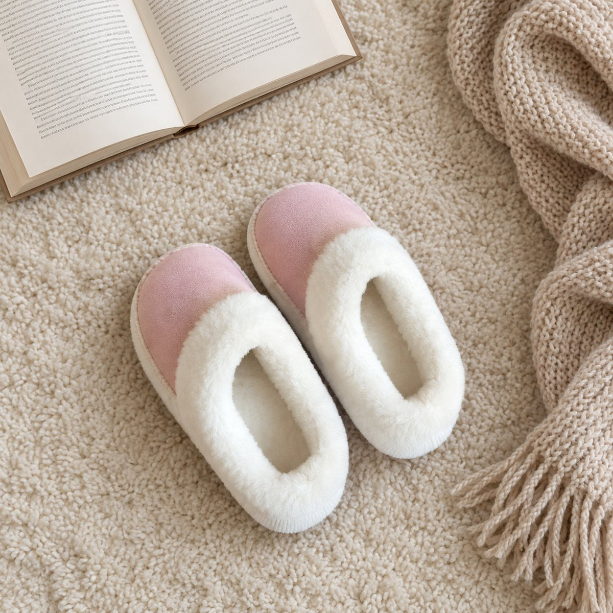 situation — Pluche Plateau Pantoffels – Warm Gevoerd met Antislipzool